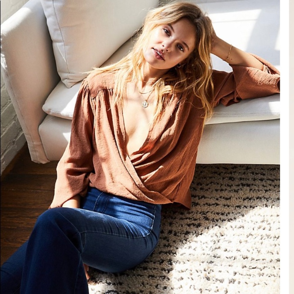 FP - Check On It Wrap Top - Pretty Penny - NWT!